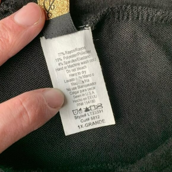 Libian women’s black 3/4 sleeve dolman top with ruffle shoulders - XL - Picture 3 of 6